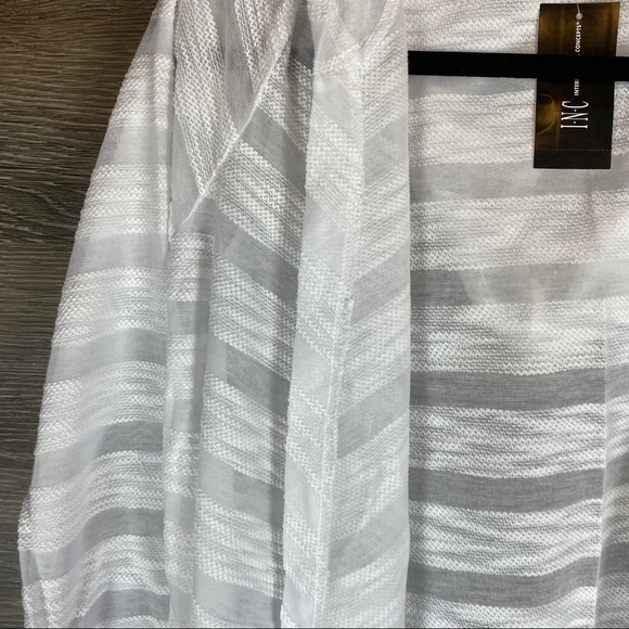 INC Sheer White Stripe Hooded Cardigan NWT - Picture 3 of 6
